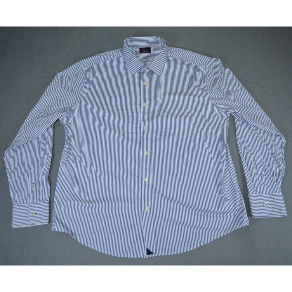 UNTUCKit Terzolo Blue White Stripe Performance Style Shirt Mens XL Stretch
